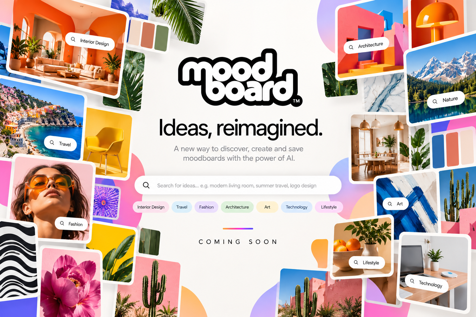 Moodboard – Ideas, reimagined. A new way to discover, create and save moodboards with the power of AI. Coming soon.